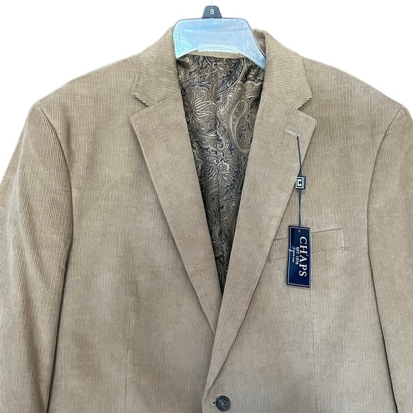 Nwt-Chaps Mens 44l Tan Corduroy Sport Coat Blazer - Picture 8 of 16